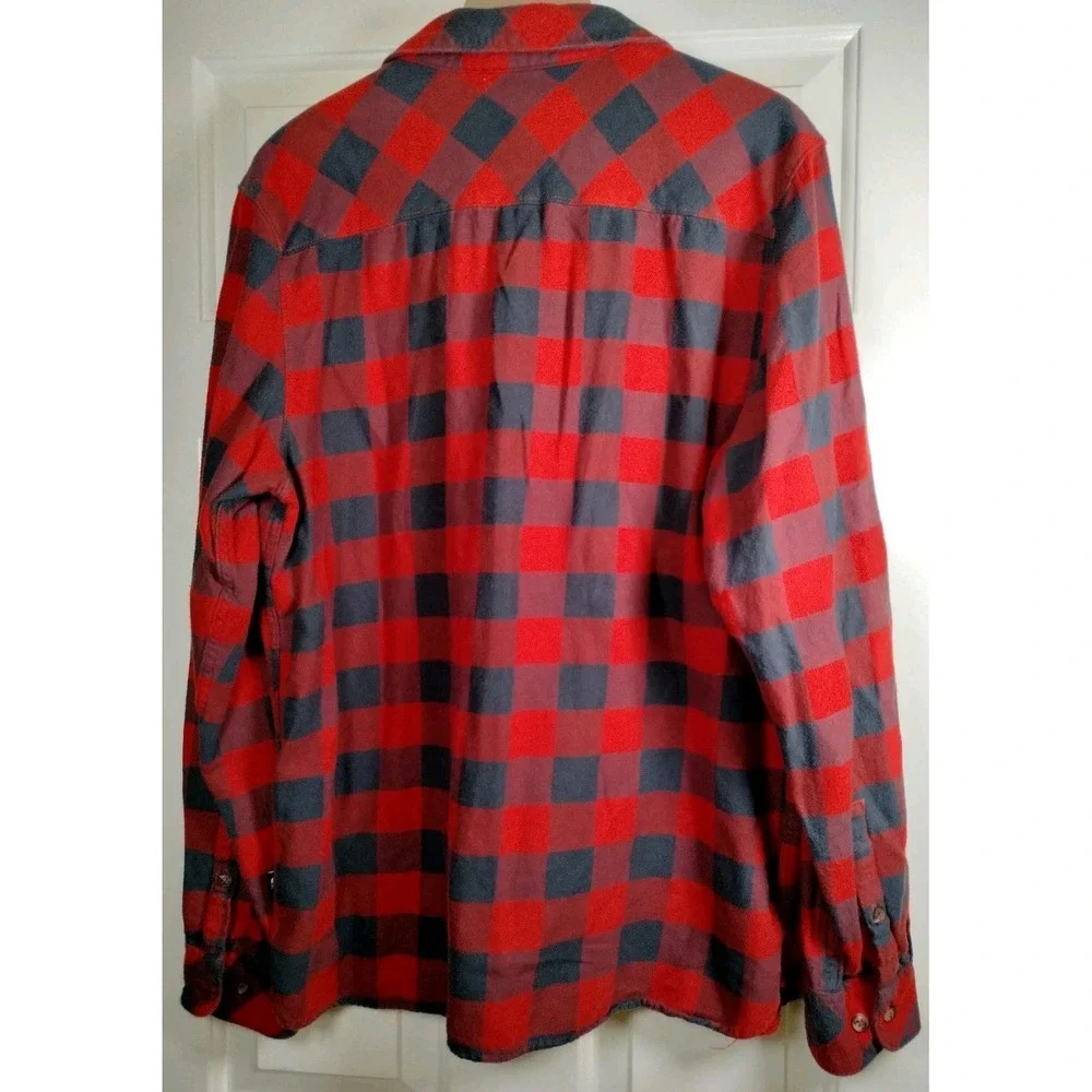 The North Face Flannel Shirt Mens Large Red Black Buffalo Check Long Sleeve